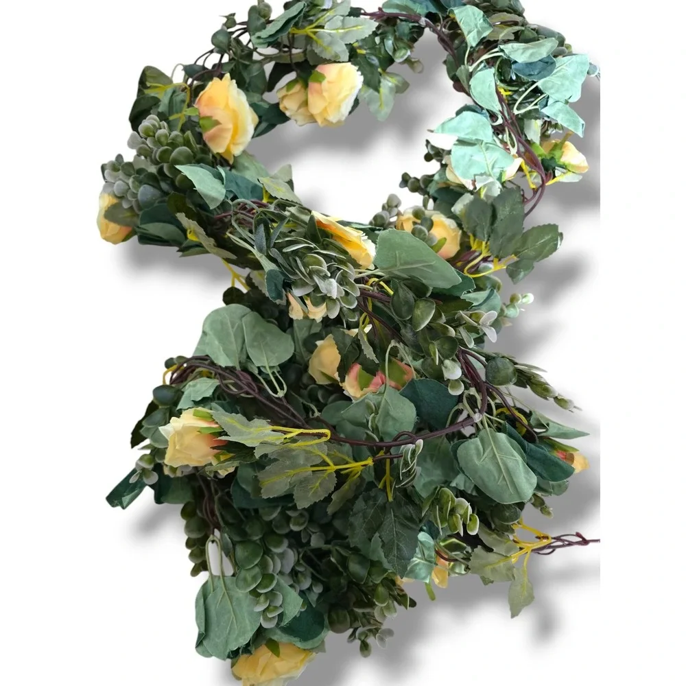 Premium Cream Rose & Greenery Letter Wreath - Home Accents